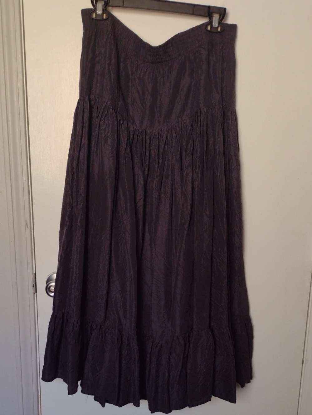Calypso St. Barth Charcoal Grey Lourdes Parachute Silk Maxi Skirt Size Large